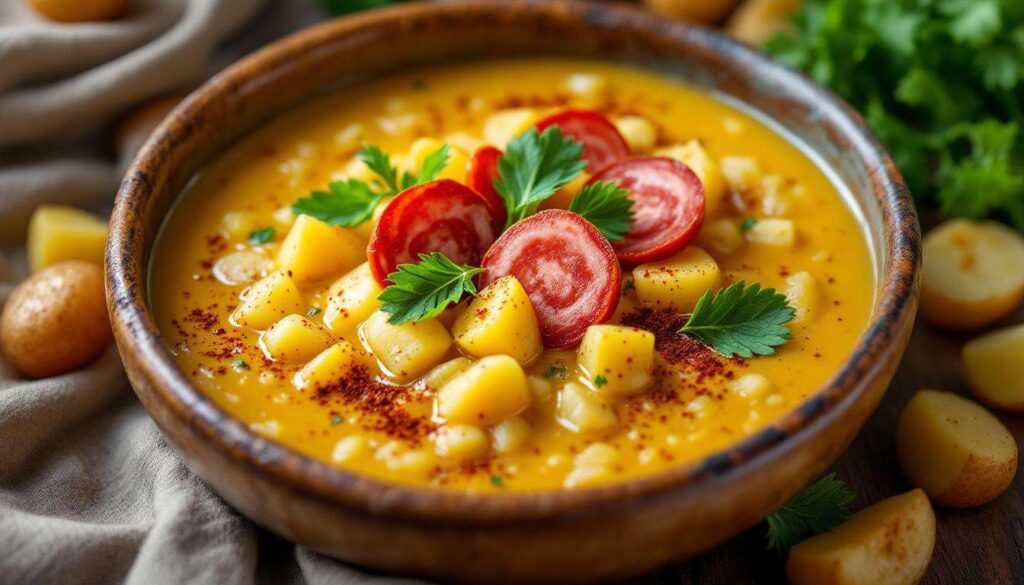 Cremige Kartoffelsuppe mit Grünkohl und Chorizo – würzig, wärmend, ganz einfach