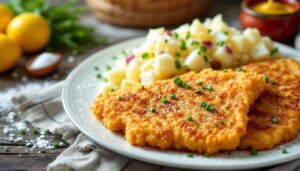 Klassisches Wiener Schnitzel mit Kartoffelsalat – so wird die Panade schön luftig