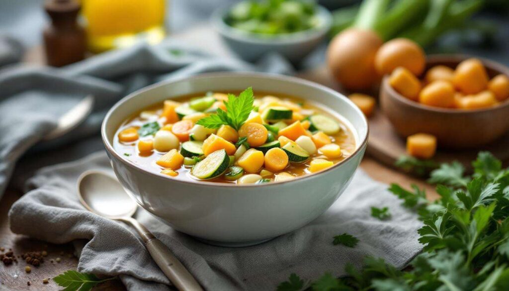 Gemüsesuppe mit Pute: leicht, aromatisch und in 25 Minuten auf dem Tisch