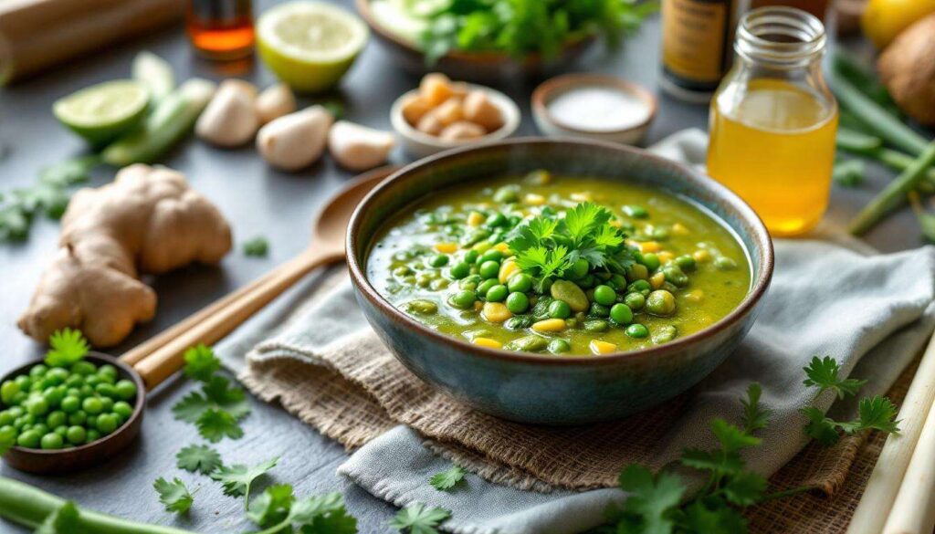 Grünes Curry mit Kokosmilch: veganes One-Pot-Rezept mit Pak Choi und Erbsen