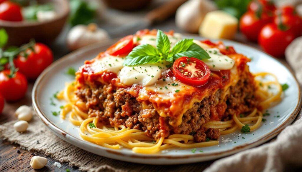 Ofenglück mit Hack und Pilzen: italienischer Pfannkuchen-Auflauf